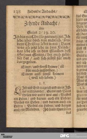 Zehende Andacht / über Galat. 2. / 19. 20.