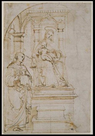 Thronende Madonna mit Kind und dem Heiligen Nikolaus von Tolentino