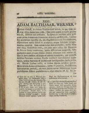 XXVI. Adam. Balthasar. Werner