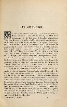 Der siebente Kongress des deutschen Schachbundes : Dresden 1892. Herausgegeben von Paul Schellenberg, J. Metzer, P. Lipke und J. Mieses