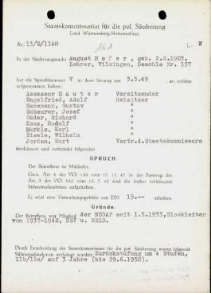 Hofer, August