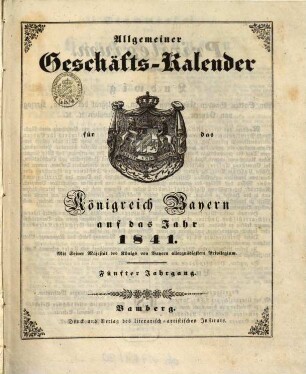 Allgemeiner Geschäfts-Kalender für das Königreich Bayern : auf das Jahr ..., 5. 1841