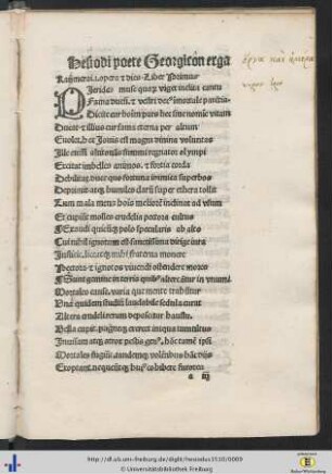 Hesiodi poete Georgicon. Liber Primus.