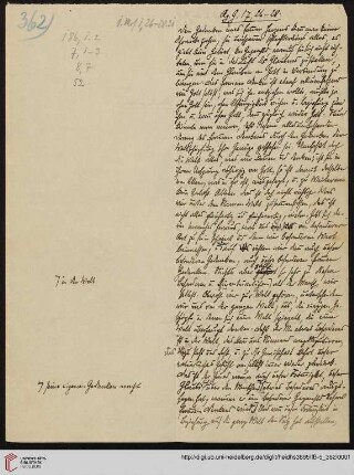 Heid. Hs. 3895 II B - 5,362: Nachlass Heinrich Bassermann, Sonn- und Feiertagspredigten: Predigt zu Apg 17,26-28 (Was unser Glaube über die Entstehung des Menschen aussagt?)