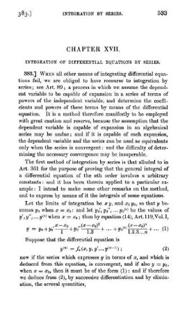 Chapter XVII. Integration of differential equations by series.