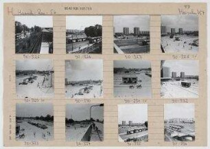 Straßenansicht. Berlin, Marzahn, Heinrich-Rau-Straße (ab 1992 Märkische Allee)/Marzahner Promenade
