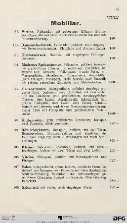 Mobiliar (Nr. 188-238)