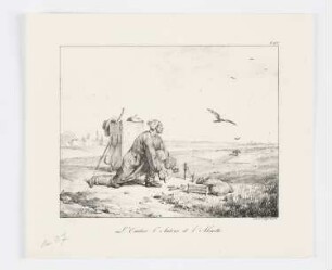L’Oiseleur, l’Autour et l’Alouette, Blatt 105 der Folge "La Fontaines Fabeln"