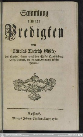 Sammlung einiger Predigten