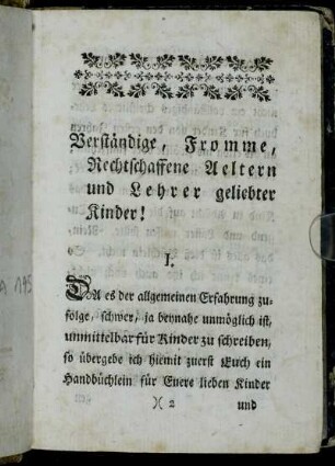 [Vorrede für Aeltern u. Lehrer.]