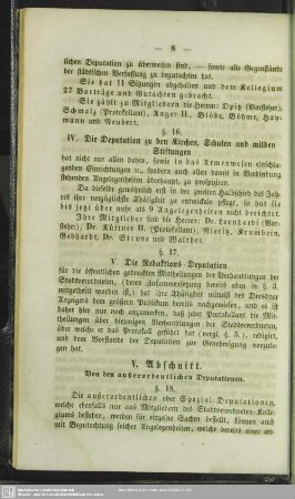 V. Abschnitt. Von den außerordentlichen Deputationen
