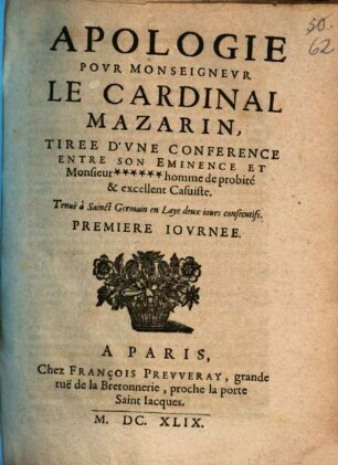 Apologie pour Monseigneur le Cardinal Mazarin