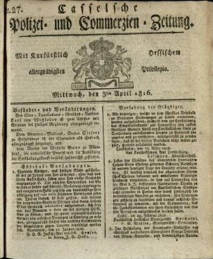 Nr. 27, Mittwoch, den 3ten April 1816
