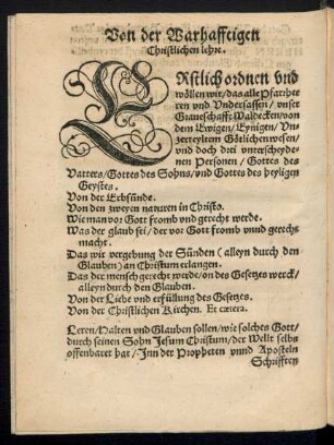 Von der Warhafftigen Christlichen lehre.