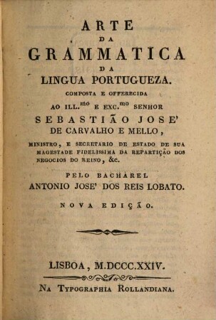 Arte da grammatica da lingua portugueza