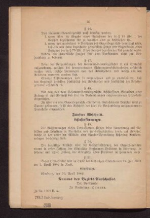 Fünfter Abschnitt. Schlußbestimmungen.