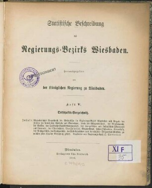 5: Ortschafts-Verzeichniß