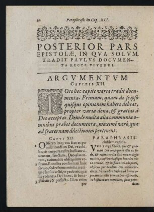 Posterior Pars Epistolae, In Qva Solvm Tradit Pavlvs Docvmenta Recte Vivendi.