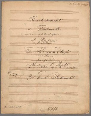 "Variations - vlc solo, vl (2), vla, vlc (cb), (pf); op. 16". - BSB Mus.Schott.Ha 6798-2