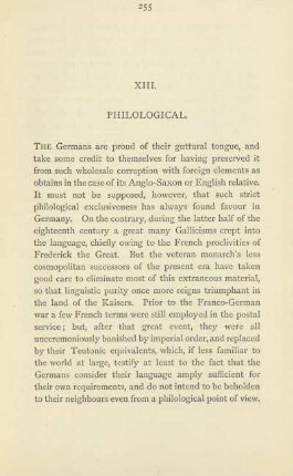 XIII. Philological