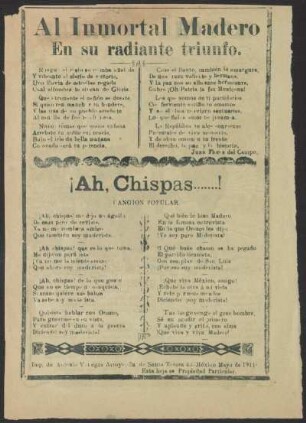 ¡Ah, chispas...! : Canción popular