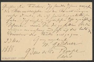 Brief an Adolph Fürstner an Adolph Fürstner  : 23.05.1888