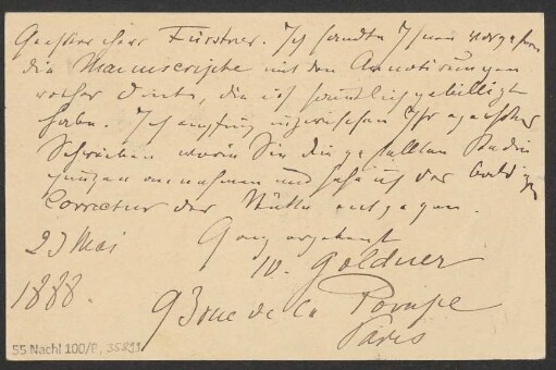 Brief an Adolph Fürstner an Adolph Fürstner <Berlin> : 23.05.1888