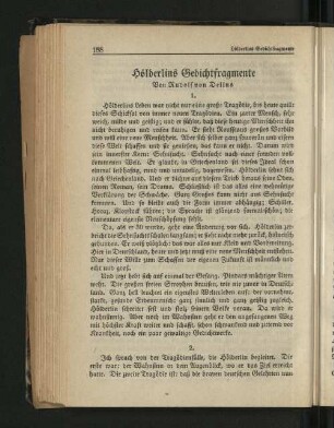 Hölderlins Gedichtsfragmente