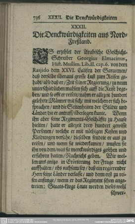 XXXII. Die Denckwürdigkeiten aus Nord-Freßland