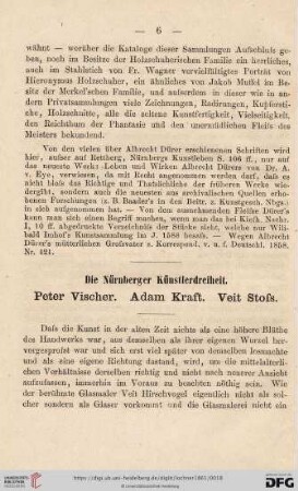 Die Nürnberger Künstlerdreiheit. Peter Vischer. Adam Kraft. Veit Stoss