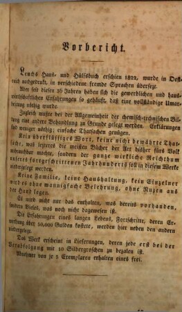 Deutscher Haus- und Fabrikschatz : Eine Sammlung aller prakt. bewährten, in d. Haushaltungen, Gewerben, Fabriken, Landwirthschaften anwendbaren Erfindungen, Verbesserungen, Hausarzneimittel, nüzlichen Lehren aller Völker u. Zeiten