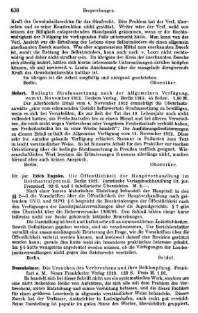 638-639, Dosenheimer. Die Ursachen des Verbrechens und ihre Bekämpfung. 1913