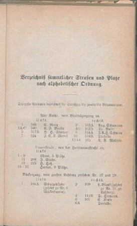 Alte Reihe. Annenstraße. Bäckergang. [Bergstraße. Bierträgergang. Blocksberg. Brunswiekerstraße. Budengang. Burgstraße.]