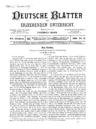Das Denken : (Fortsetzung)