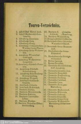 Touren-Verzeichniss