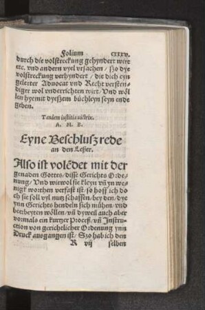 Eyne Beschluszrede an den Leser.