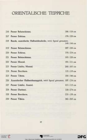 Orientalische Teppiche (Nr. 216-230)