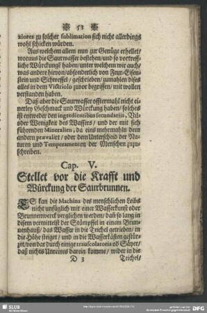 Cap. V. Stellet vor die Krafft und Würckung der Saurbrunnen