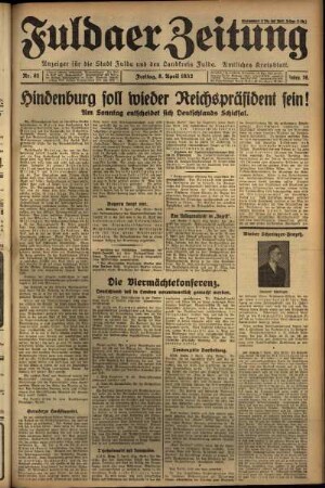 Ausgabe vom Freitag, den 08. April 1932.