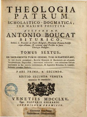 Theologia patrum dogmatica, scholastico-positiva, 8