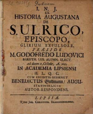 Ex Historia Augustana De S. Ulrico, Episcopo, Glirium Expulsore