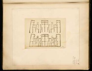 Städtisches Wohnhaus, Szegedin Monatskonkurrenz Dezember 1869: Grundriss Keller, Erdgeschoss; Maßstabsleiste
