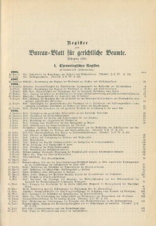 Register zum Bureau-Blatt für gerichtliche Beamte. Jahrgang 1889