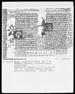 Johannes Andreae, Apparatus super Clementinas — ---, Folio 17rectoBuchseite