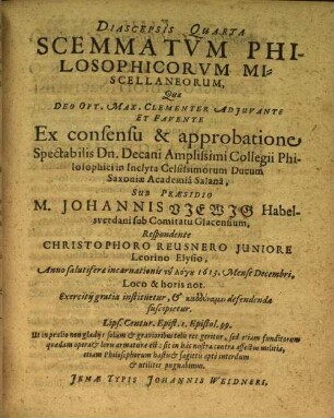 Diascepsis Quarta Scemmatvm Philosophicorvm Miscellaneorum