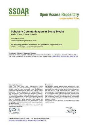 Scholarly Communication in Social Media
