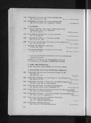 C. Schulpraktische Übungen und Pädagogische Hospitationen