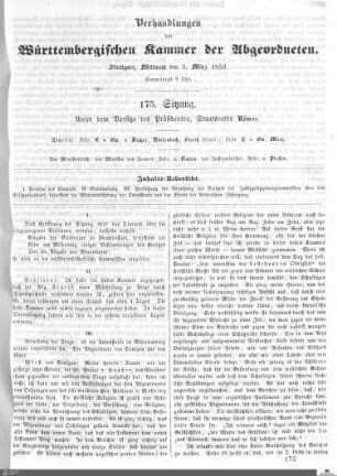 175. Sitzung, Stuttgart, 2.3.1853