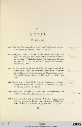 III. Möbel (Nr. 280-325)