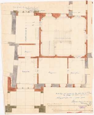 Schloss von Dr. Strousberg, Zbirow Umbau: Treppenhaus: Teilgrundriss OG